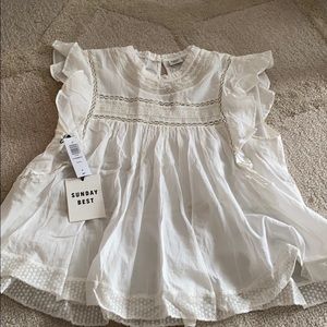 NWT Aritzia white flutter sleeve top cotton